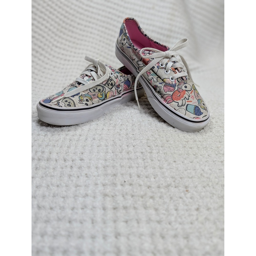 Vans Authentic Unicorn Donut Cupcake Print Canvas Sneakers Multicolor White 7.5